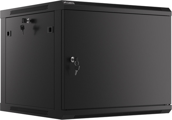 Szafa Instalacyjna Rack Wisząca 19" 9U 600x600 Czarna Drzwi Metalowe Lanberg (Flat Pack)