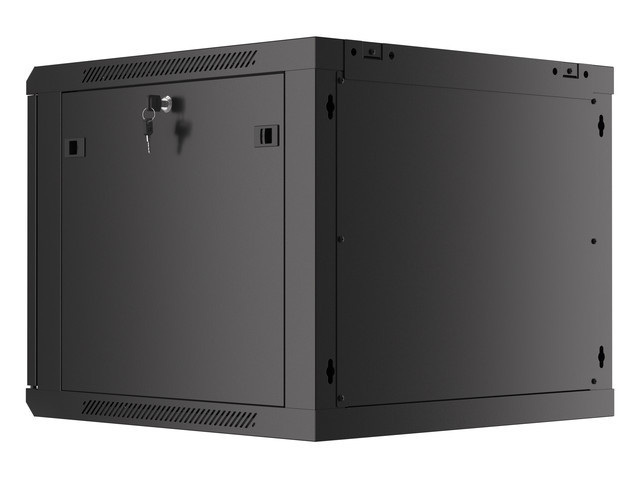 Szafa Instalacyjna Rack Wisząca 19" 9U 600x600 Czarna Drzwi Metalowe Lanberg (Flat Pack)