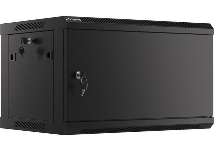 Zdjęcie produktu: Szafa Instalacyjna Rack Wisząca 19" 6U 600x450 Czarna Drzwi Metalowe Lanberg (Flat Pack)