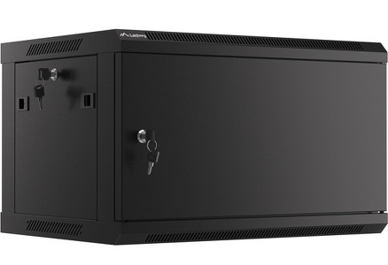 Miniatura produktu: Szafa Instalacyjna Rack Wisząca 19" 6U 600x450 Czarna Drzwi Metalowe Lanberg (Flat Pack)