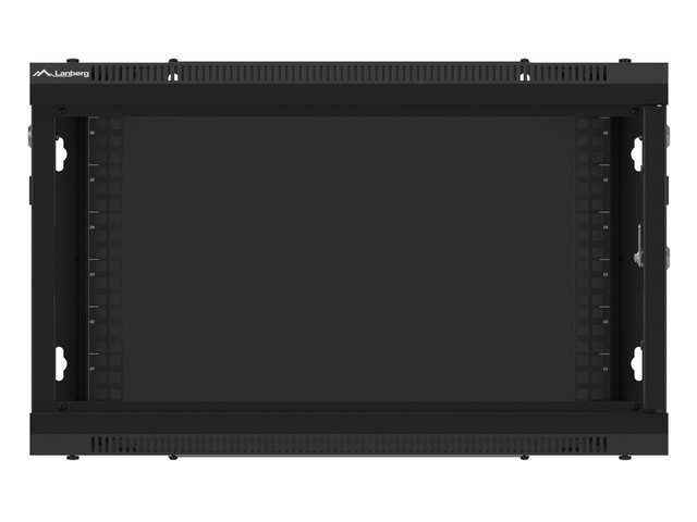 Szafa Instalacyjna Rack Wisząca 19" 6U 600x450 Czarna Drzwi Metalowe Lanberg (Flat Pack)