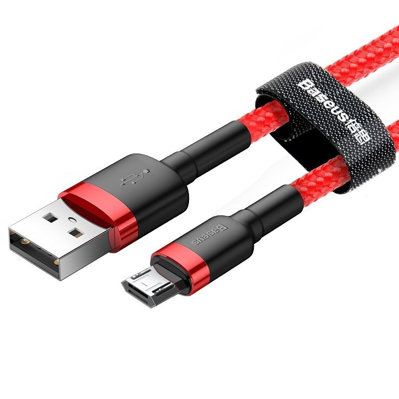 Kabel przewód USB - micro USB 100cm Baseus Cafule Quick Charge 2.4A z obsługą szybkiego ładowania - czerwony (CAMKLF-B09)