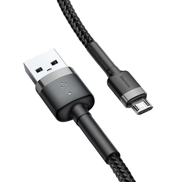 Zdjęcie produktu: Kabel przewód USB - micro USB 200cm Baseus Cafule Quick Charge 1.5A z obsługą szybkiego ładowania - czarno-szary (CAMKLF-CG1)