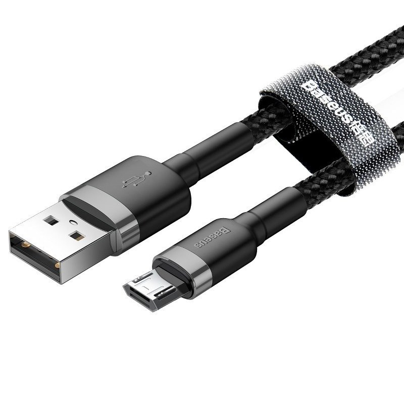 Kabel przewód USB - micro USB 300cm Baseus Cafule Quick Charge 2A z obsługą szybkiego ładowania - czarn-szary (CAMKLF-HG1)