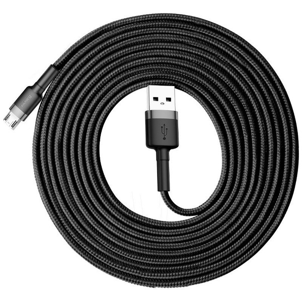 Zdjęcie produktu: Kabel przewód USB - micro USB 300cm Baseus Cafule Quick Charge 2A z obsługą szybkiego ładowania - czarn-szary (CAMKLF-HG1)