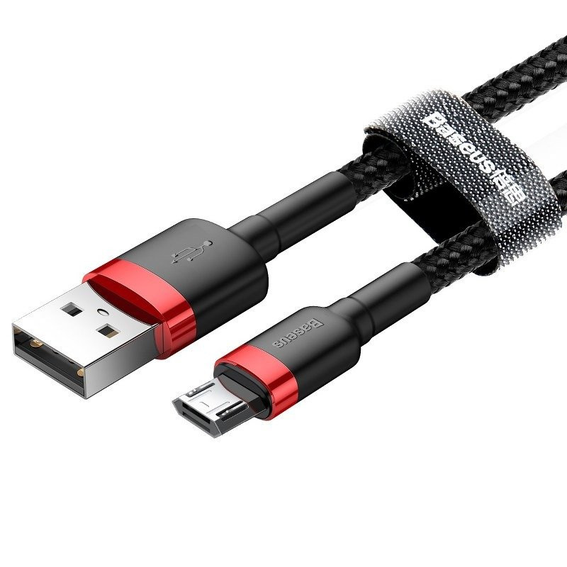 Kabel przewód USB - micro USB 300cm Baseus Cafule Quick Charge 2A z obsługą szybkiego ładowania - czarny-czerwony (CAMKLF-H91)