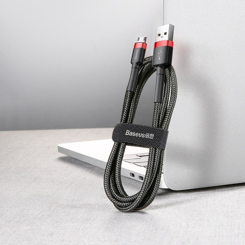 Kabel przewód USB - micro USB 300cm Baseus Cafule Quick Charge 2A z obsługą szybkiego ładowania - czarny-czerwony (CAMKLF-H91)
