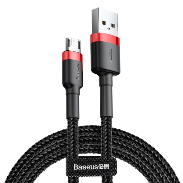 Zdjęcie produktu: Kabel przewód USB - micro USB 300cm Baseus Cafule Quick Charge 2A z obsługą szybkiego ładowania - czarny-czerwony (CAMKLF-H91)