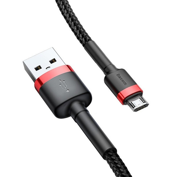 Zdjęcie produktu: Kabel przewód USB - micro USB 300cm Baseus Cafule Quick Charge 2A z obsługą szybkiego ładowania - czarny-czerwony (CAMKLF-H91)