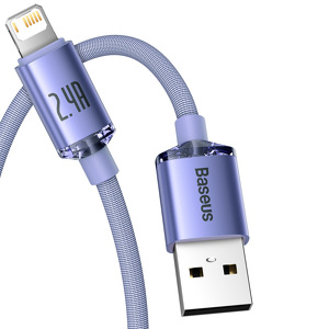 Miniatura produktu: Kabel przewód USB - Lightning / iPhone 200cm Baseus Crystal 2.4A - fioletowy (CAJY000105)