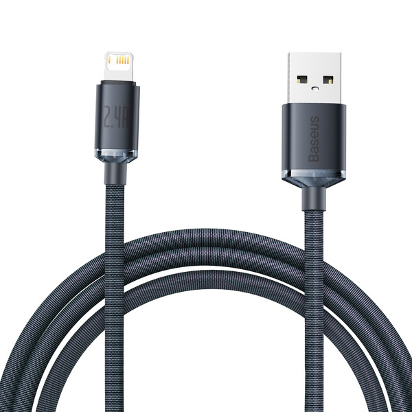 Zdjęcie produktu: Kabel przewód USB - Lightning / iPhone 200cm Baseus Crystal 2.4A - czarny (CAJY000101)