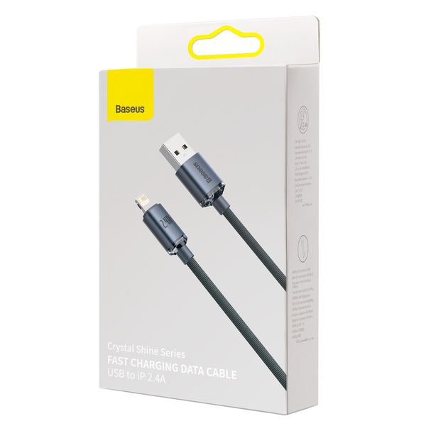 Zdjęcie produktu: Kabel przewód USB - Lightning / iPhone 200cm Baseus Crystal 2.4A - czarny (CAJY000101)