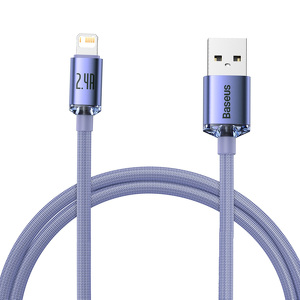 Miniatura produktu: Kabel przewód USB - Lightning / iPhone 120cm Baseus Crystal 2.4A - fioletowy (CAJY000005)
