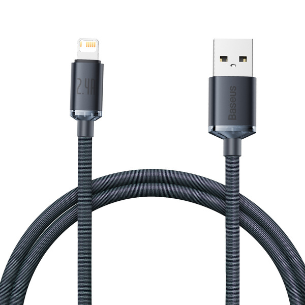 Zdjęcie produktu: Kabel przewód USB - Lightning / iPhone 120cm Baseus Crystal 2.4A - czarny (CAJY000001)