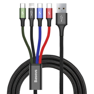 Miniatura produktu: Kabel przewód pleciony USB 4w1 Baseus - 2 x USB TYP-C, Lightning, micro USB 120cm 3,5A - czarny (CA1T4-B01)