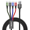 Miniatura zdjęcia: Kabel przewód pleciony USB 4w1 Baseus - 2 x USB TYP-C, Lightning, micro USB 120cm 3,5A - czarny (CA1T4-B01)