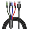 Miniatura zdjęcia: Kabel przewód pleciony USB 4w1 Baseus - USB TYP-C, Lightning, 2 x micro USB 120cm 3,5A - czarny (CA1T4-C01)