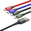Miniatura zdjęcia: Kabel przewód pleciony USB 4w1 Baseus - USB TYP-C, Lightning, 2 x micro USB 120cm 3,5A - czarny (CA1T4-C01)
