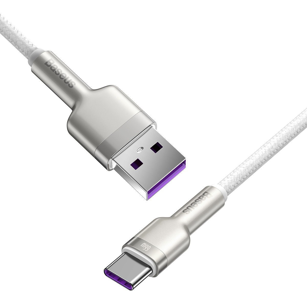 Kabel przewód USB Typ-C 200cm Baseus Cafule Quick Charge 66W z obsługą szybkiego ładowania - biały (CAKF000202)