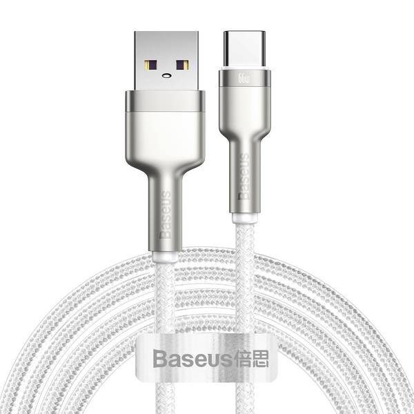 Zdjęcie produktu: Kabel przewód USB Typ-C 200cm Baseus Cafule Quick Charge 66W z obsługą szybkiego ładowania - biały (CAKF000202)