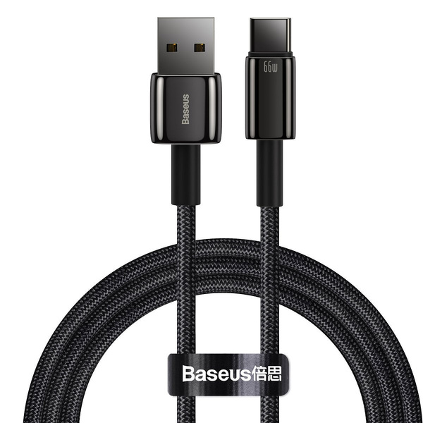 Zdjęcie produktu: Kabel przewód USB TYP-C 100cm Baseus Tungsten Gold 66W, 11 V / 6 A - czarny (CATWJ-B01)