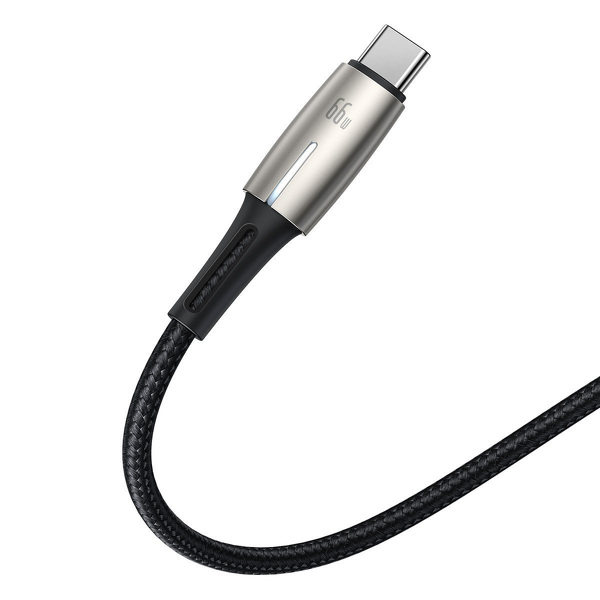 Zdjęcie produktu: Kabel przewód USB Typ-C 200cm Baseus Water Drop-shaped, LED 66W, 6A z obsługą szybkiego ładowania - czarny (CATSD-N01)