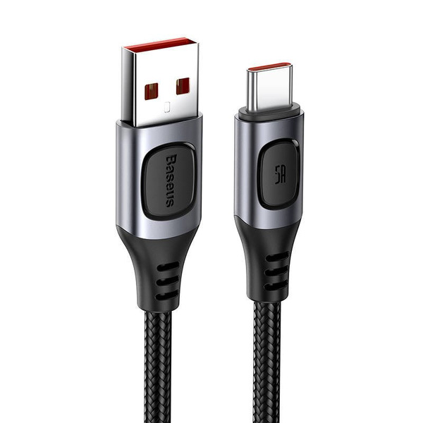Zdjęcie produktu: Kabel przewód USB Typ-C 100cm Baseus Flash QC 3.0, Huawei SCP, Samsung AFC, PD, 5A - szary (CATSS-A0G)