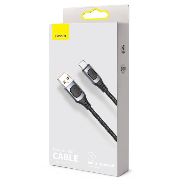 Zdjęcie produktu: Kabel przewód USB Typ-C 100cm Baseus Flash QC 3.0, Huawei SCP, Samsung AFC, PD, 5A - szary (CATSS-A0G)
