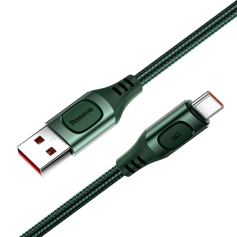 Kabel przewód USB Typ-C 100cm Baseus Flash QC 3.0, Huawei SCP, Samsung AFC, PD, 5A - zielony (CATSS-A06)