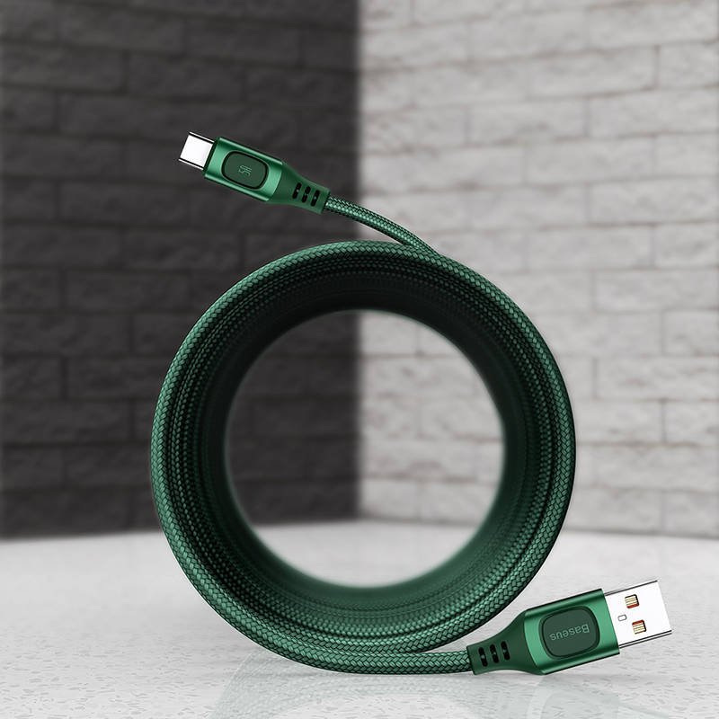 Kabel przewód USB Typ-C 100cm Baseus Flash QC 3.0, Huawei SCP, Samsung AFC, PD, 5A - zielony (CATSS-A06)