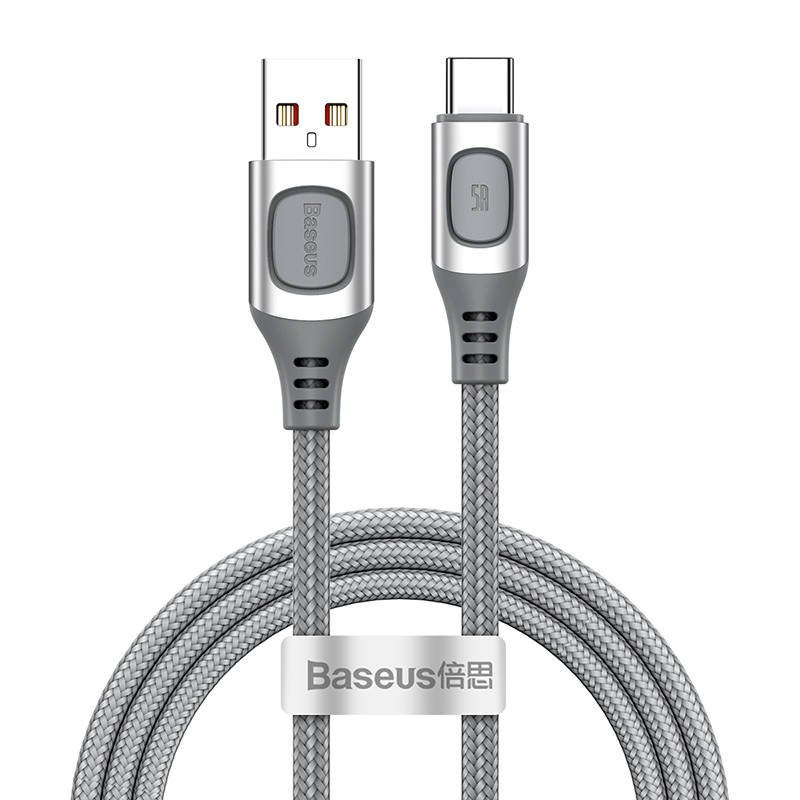 Kabel przewód USB Typ-C 100cm Baseus Flash QC 3.0, Huawei SCP, Samsung AFC, PD, 5A - srebrny (CATSS-A0S) Kabel przewód USB Typ-C 100cm Baseus Flash QC 3.0, Huawei SCP, Samsung AFC, PD, 5A - srebrny (CATSS-A0S)