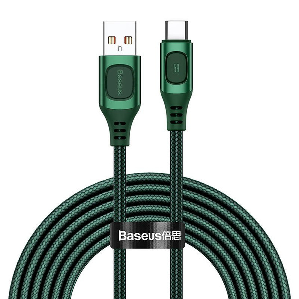 Zdjęcie produktu: Kabel przewód USB Typ-C 200cm Baseus Flash QC 3.0, Huawei SCP, Samsung AFC, PD, 5A - zielony (CATSS-B06)