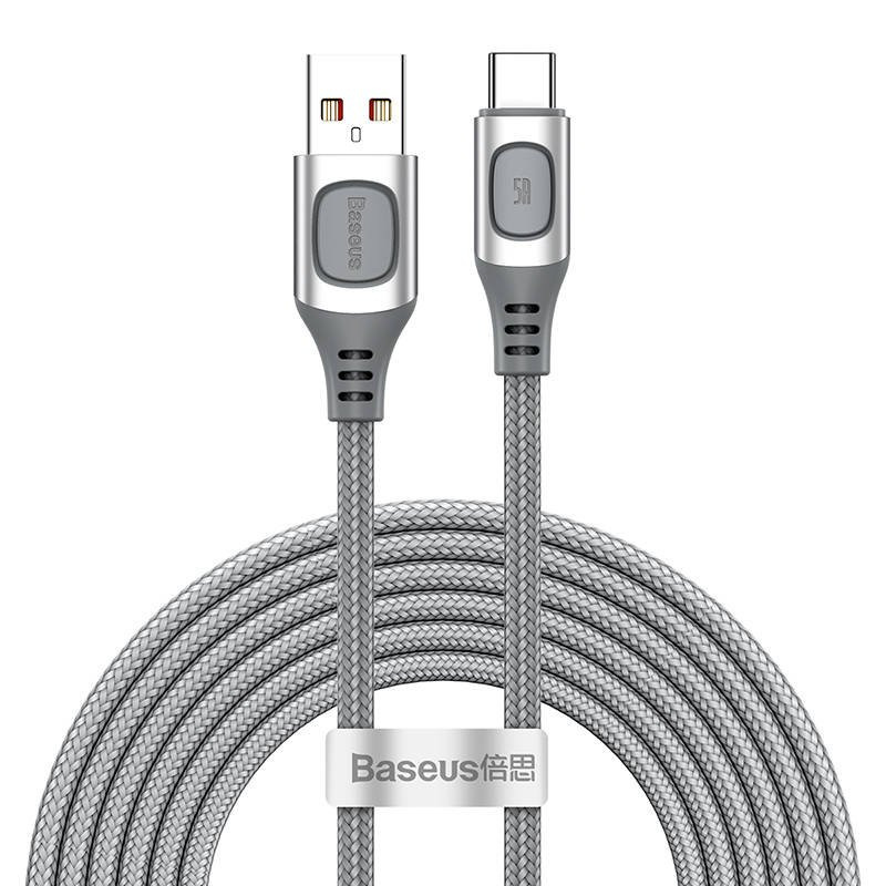 Kabel przewód USB Typ-C 200cm Baseus Flash QC 3.0, Huawei SCP, Samsung AFC, PD, 5A - srebrny (CATSS-B0S) Kabel przewód USB Typ-C 200cm Baseus Flash QC 3.0, Huawei SCP, Samsung AFC, PD, 5A - srebrny (CATSS-B0S)