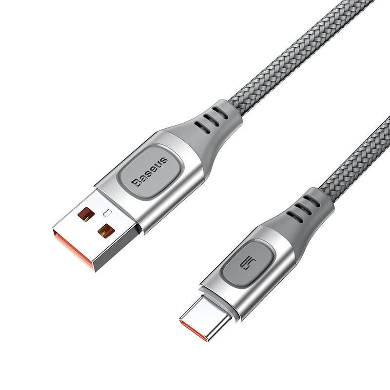 Kabel przewód USB Typ-C 200cm Baseus Flash QC 3.0, Huawei SCP, Samsung AFC, PD, 5A - srebrny (CATSS-B0S) Kabel przewód USB Typ-C 200cm Baseus Flash QC 3.0, Huawei SCP, Samsung AFC, PD, 5A - srebrny (CATSS-B0S)
