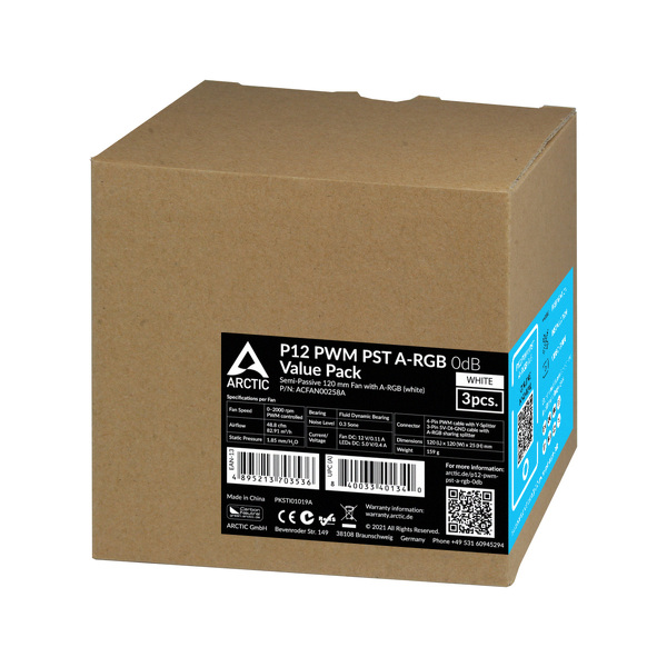 Zdjęcie produktu: Wentylator Arctic P12 PWM PST ARGB 0dB White 120mm, zestaw 3szt (ACFAN00258A) Zdjęcie produktu: Wentylator Arctic P12 PWM PST ARGB 0dB White 120mm, zestaw 3szt (ACFAN00258A)