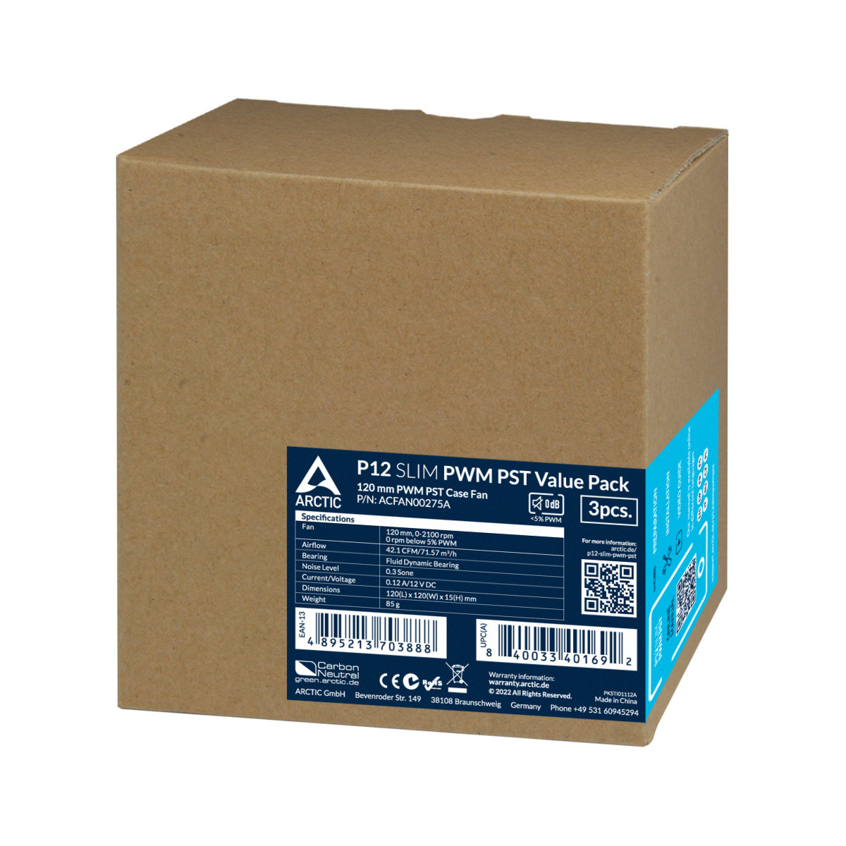 Arctic P12 Slim PWM PST 3szt (ACFAN00275A)