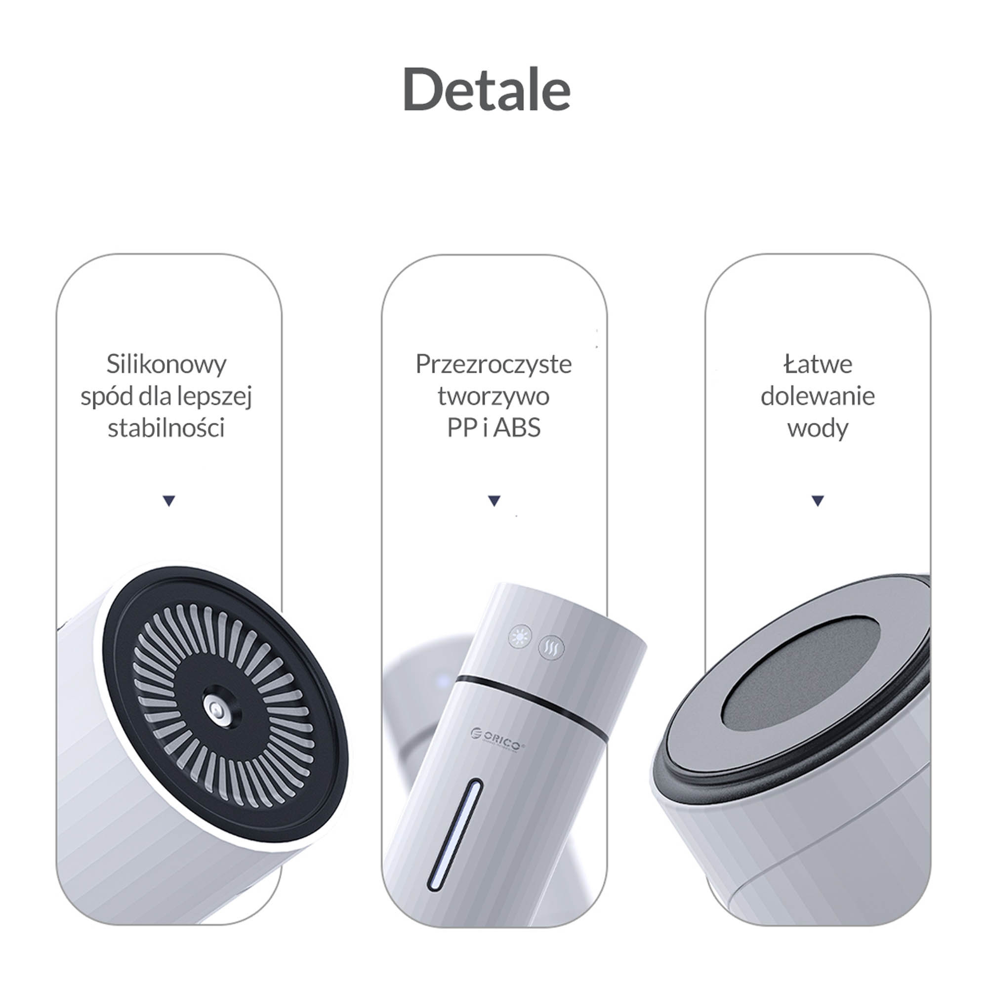 Nawilżacz powietrza ORICO na USB samochodowy biały (D20-WH-BP)