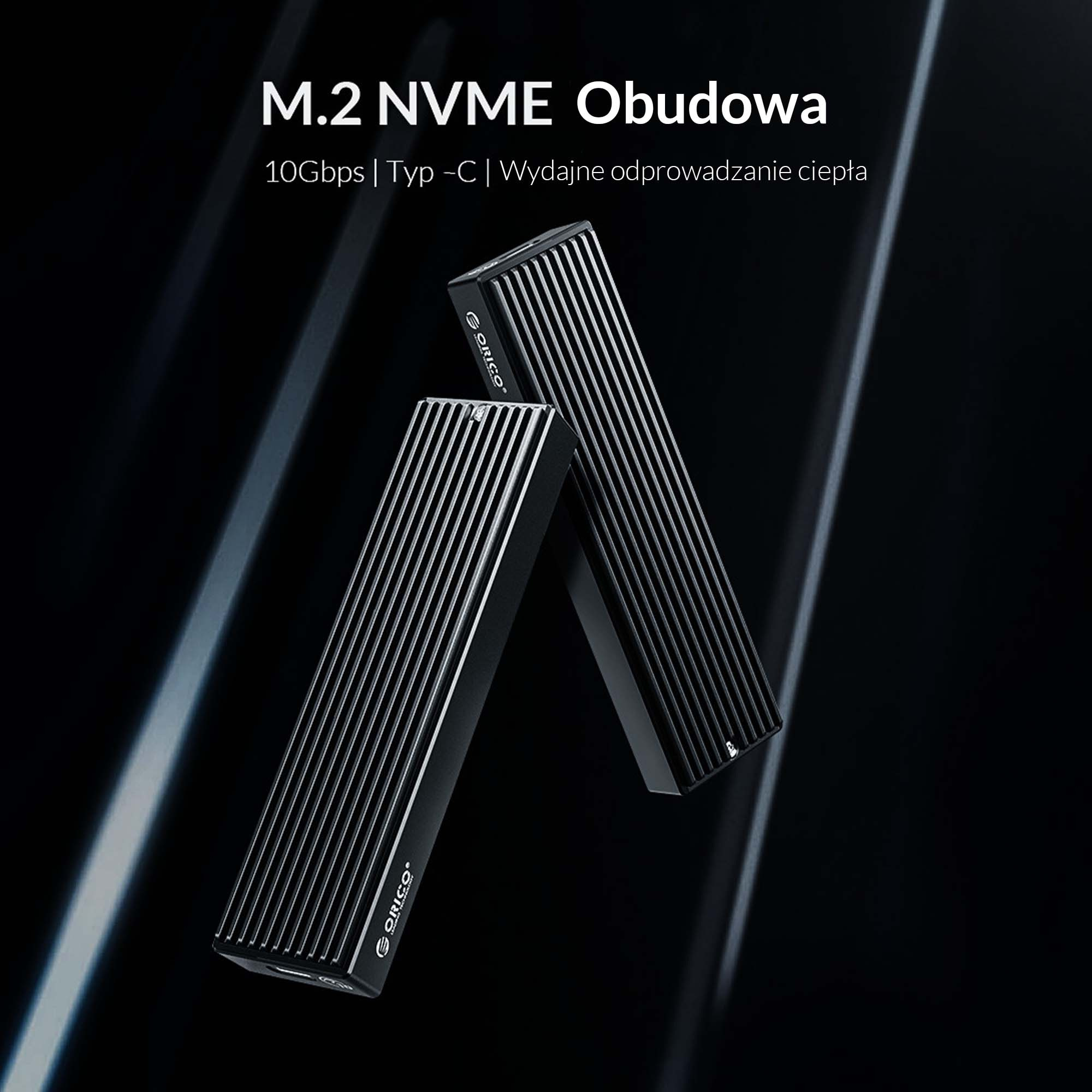 Obudowa zewnętrzna na dysk SSD M.2 (PCIe/NVMe) ORICO USB 3.1 Gen2 Typ-C 10Gbps (M2PV-C3-BK-EP)