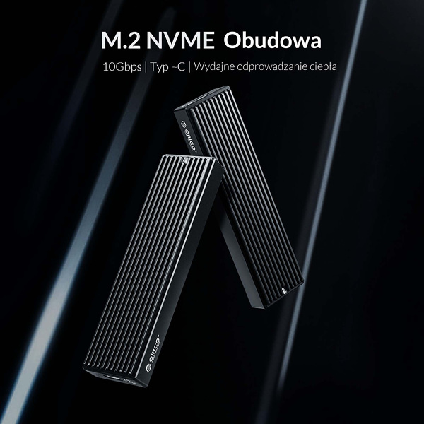 Zdjęcie produktu: Obudowa zewnętrzna na dysk SSD M.2 (PCIe/NVMe) ORICO USB 3.1 Gen2 Typ-C 10Gbps (M2PV-C3-BK-EP)