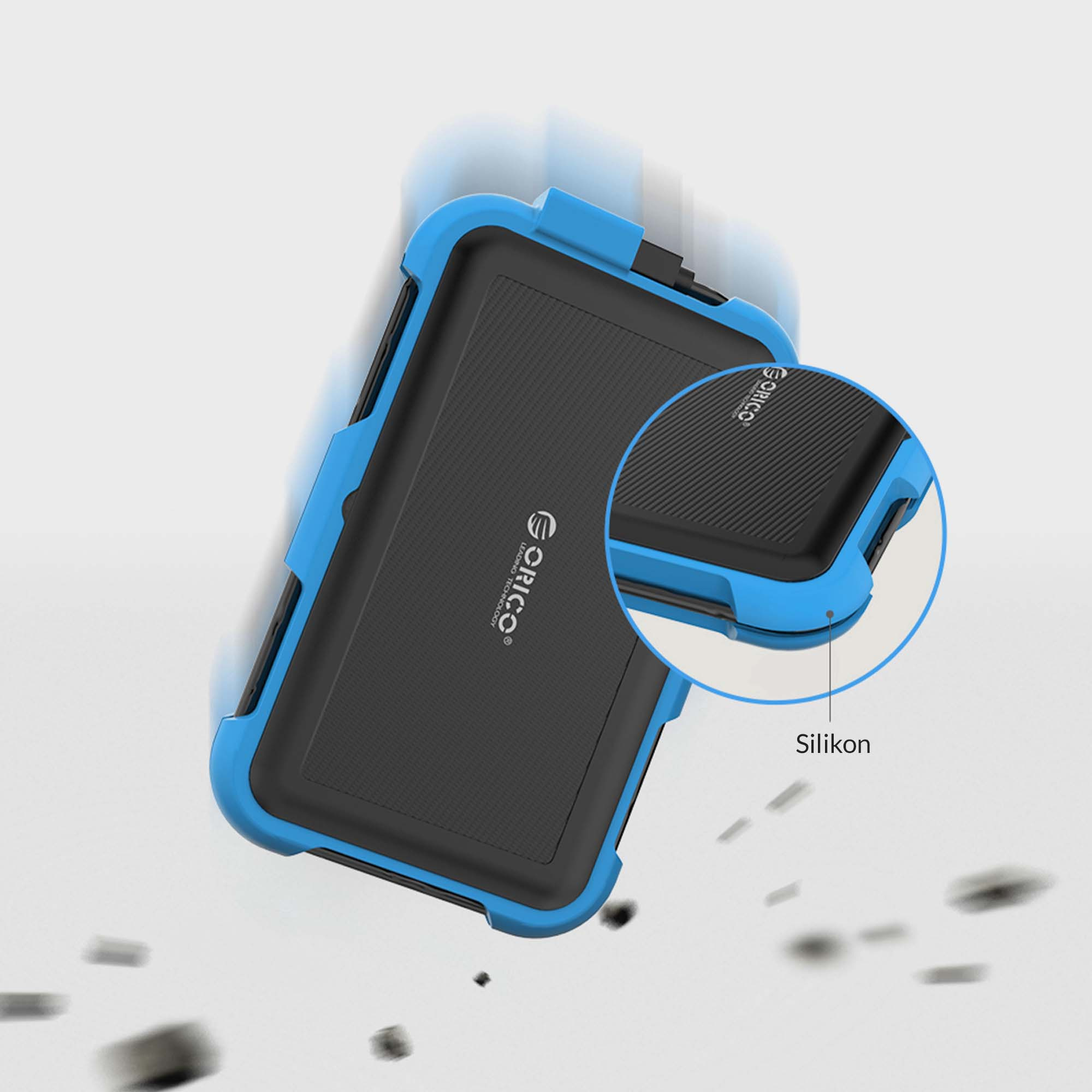 Obudowa zewnętrzna na dysk 2,5" HDD/SSD ORICO, pancerna, SATA III, USB-A 3.0 5Gbps (2739U3-BL-BP)