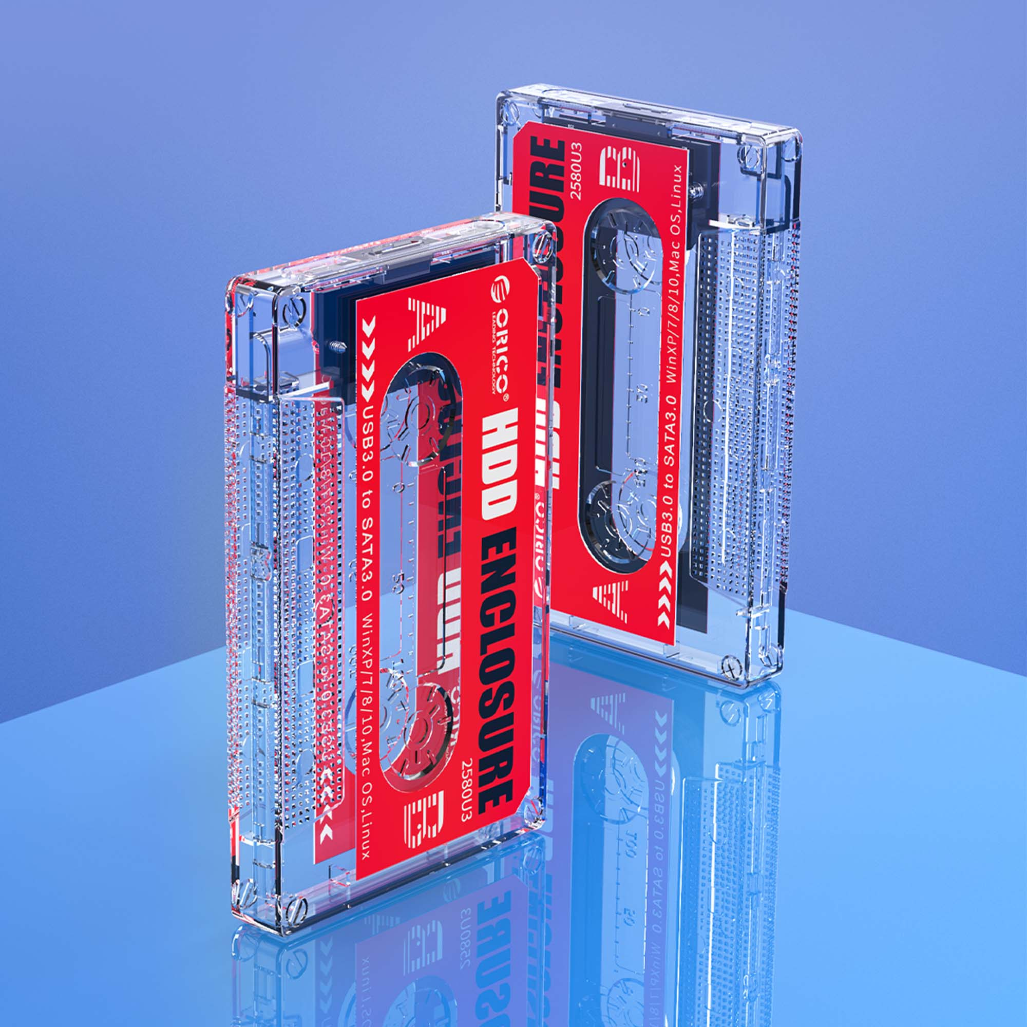 Obudowa zewnętrzna na dysk 2,5" HDD/SSD ORICO, kaseta, SATA III, USB-A 3.1 5Gbps (2580U3-CR-EP)