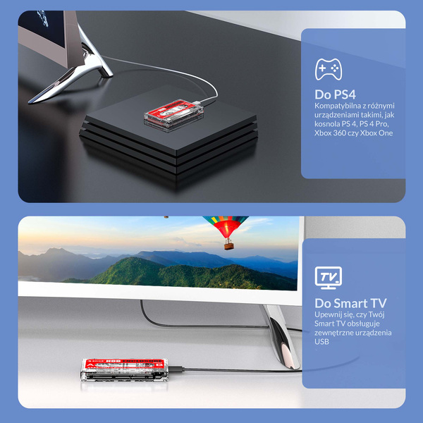 Zdjęcie produktu: Obudowa zewnętrzna na dysk 2,5" HDD/SSD ORICO, kaseta, SATA III, USB-A 3.1 5Gbps (2580U3-CR-EP)