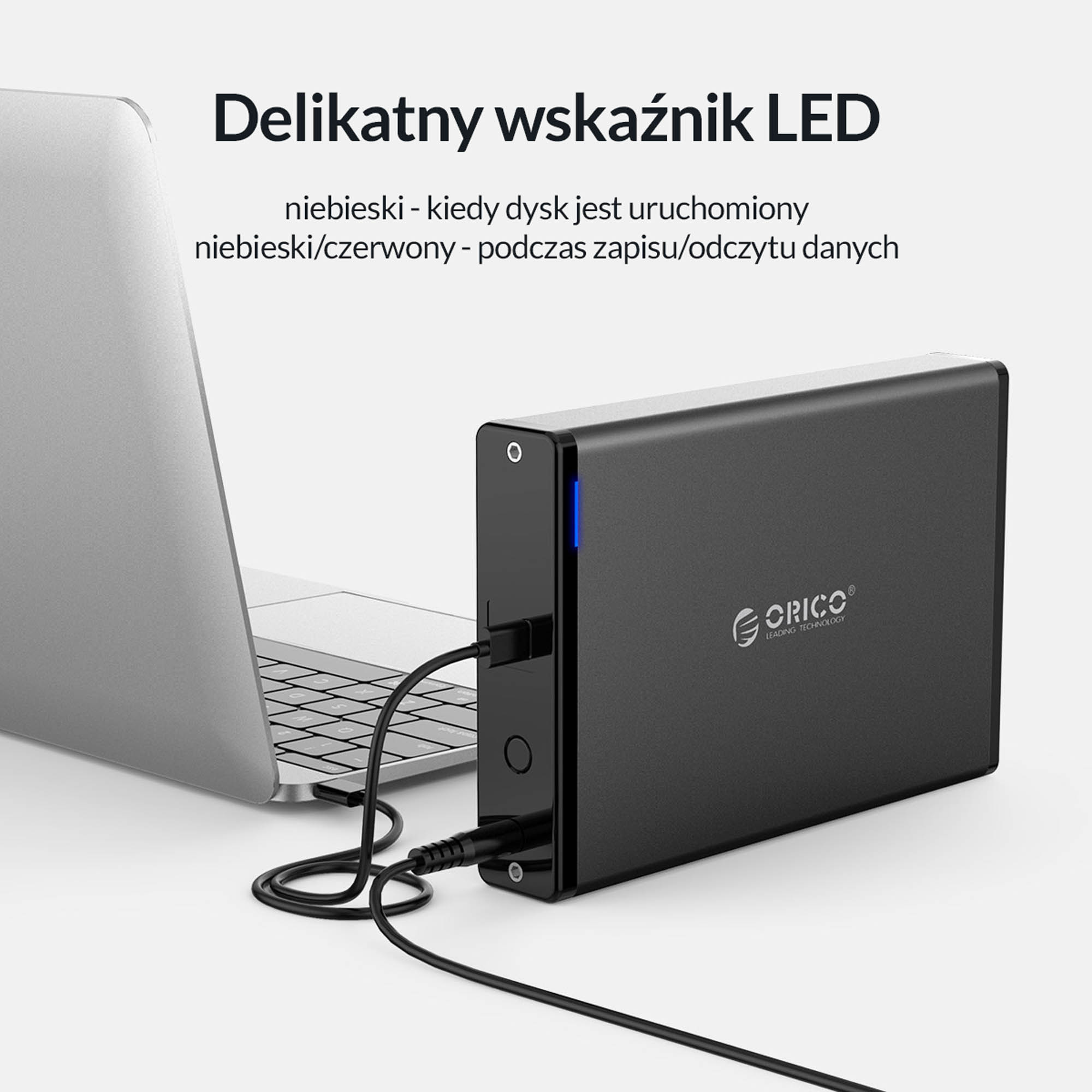 Obudowa zewnętrzna na dysk 3,5" HDD/SSD ORICO SATA USB 3.1 gen.1 - czarna (7688C3-EU-BK-BP)