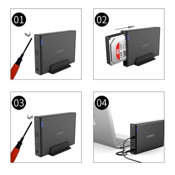 Zdjęcie produktu: Obudowa zewnętrzna na dysk 3,5" HDD/SSD ORICO SATA USB 3.1 gen.1 - czarna (7688C3-EU-BK-BP)