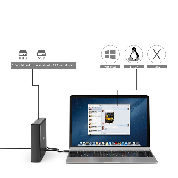 Zdjęcie produktu: Obudowa zewnętrzna na dysk 3,5" HDD/SSD ORICO SATA USB 3.1 gen.1 - czarna (7688C3-EU-BK-BP)