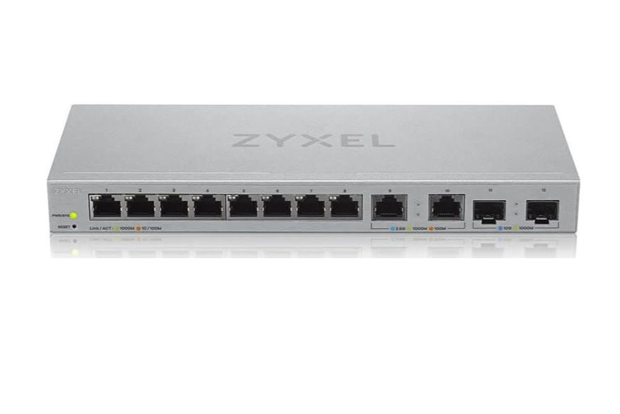 Switch Zyxel 12 portowy, zarządzalny przełącznik 8 x multigigabitowy, z 2 x portami 2.5G i 2 x slotami 10G SFP+XGS1210-12-ZZ0101F