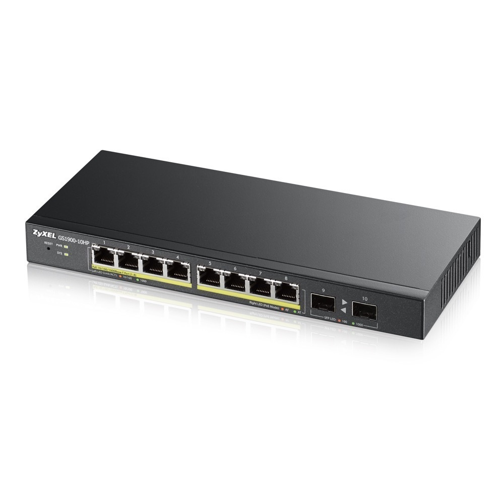 Switch Zyxel 10x10/100/1000Mbps Smart Managed PoE 2xSFP+ GS1900-10HP-EU0101F Switch Zyxel 10x10/100/1000Mbps Smart Managed PoE 2xSFP+ GS1900-10HP-EU0101F