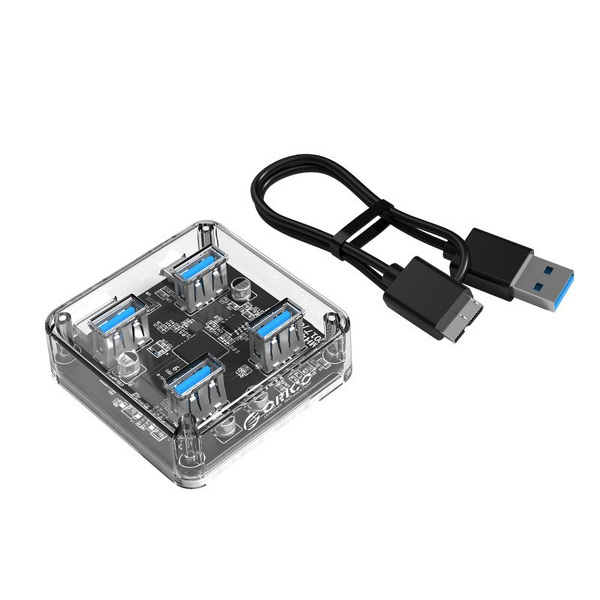 Zdjęcie produktu: Hub 4x USB 3.0 ORICO 5 Gbps USB-A aktywny (MH4U-U3-03-CR-BP)