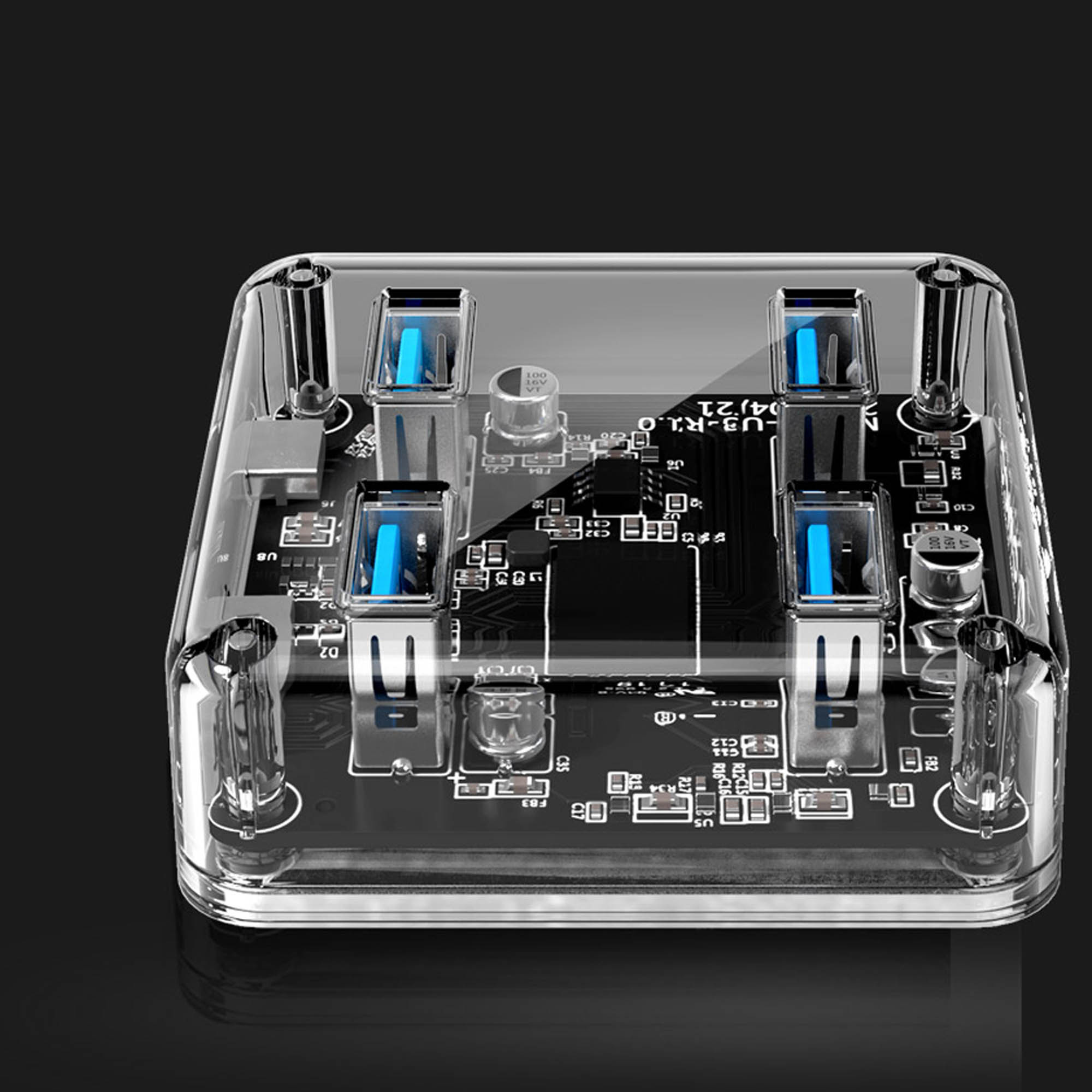 Hub 4x USB 3.0 ORICO 5 Gbps USB-A aktywny (MH4U-U3-03-CR-BP)