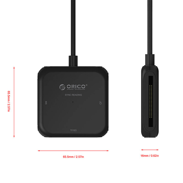 Zdjęcie produktu: Czytnik kart ORICO pamięci SD/TF/CF/MS na USB 3.1 gen.1 (CRS31A-03-BK-BP)